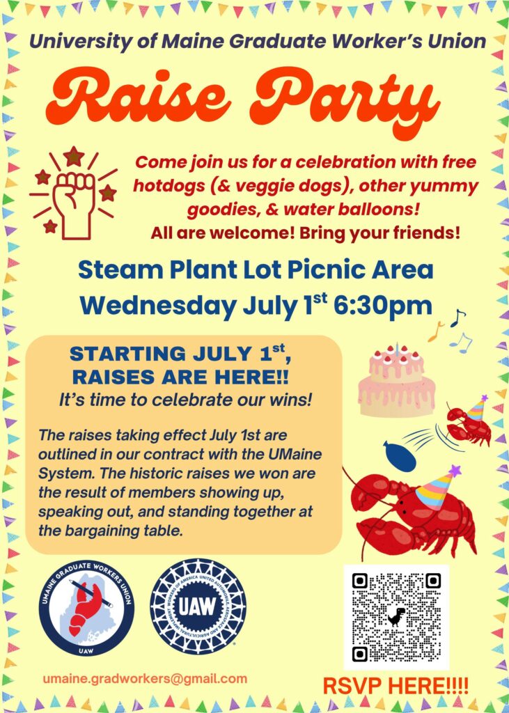 Flyer for the Union's raise party in the Steam Plant Lot Picnic Area on Wednesday, July 1st, at 6:30pm